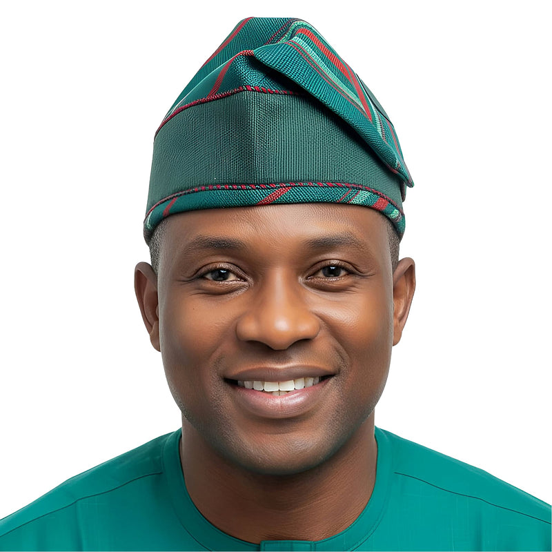 2GGREEN2 Yoruba Aso Oke Fila