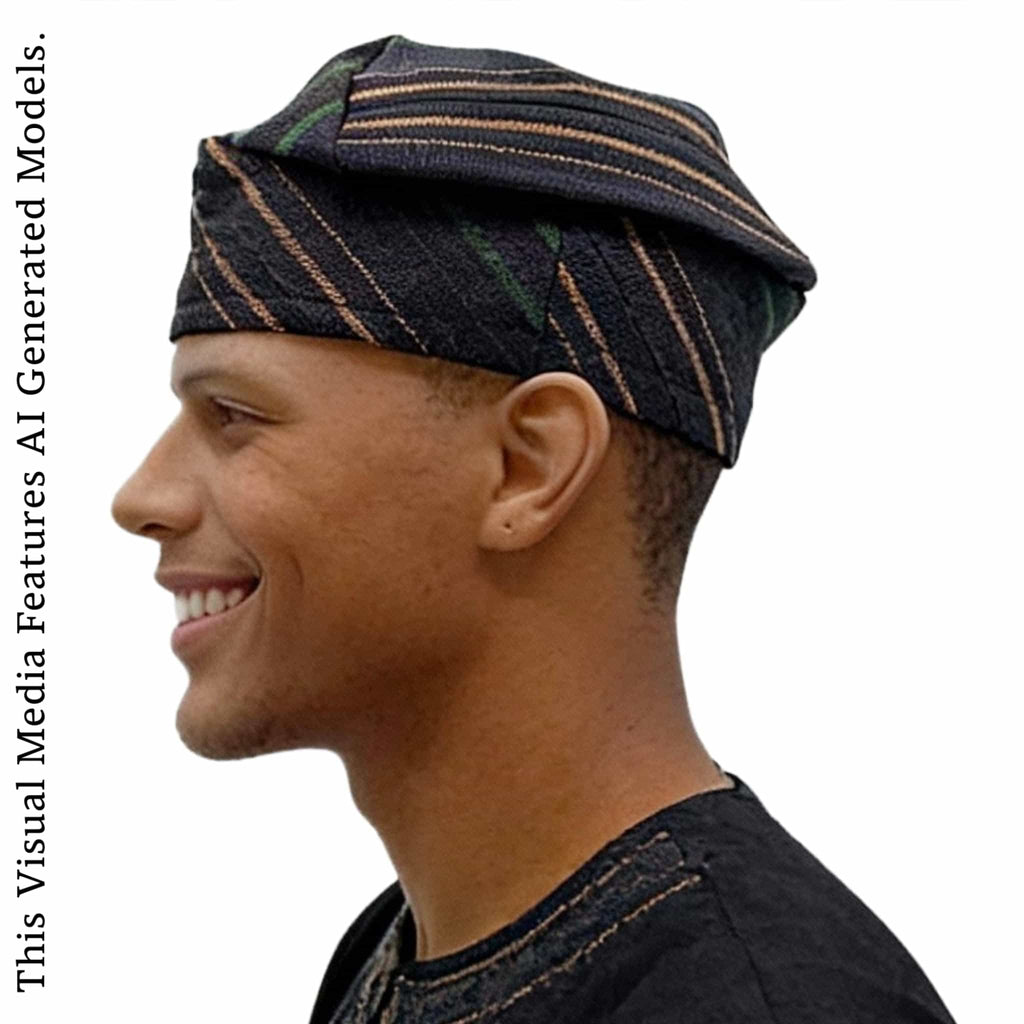 Yoruba Aso Oke Fila: African Men's Traditional Gobi Cap