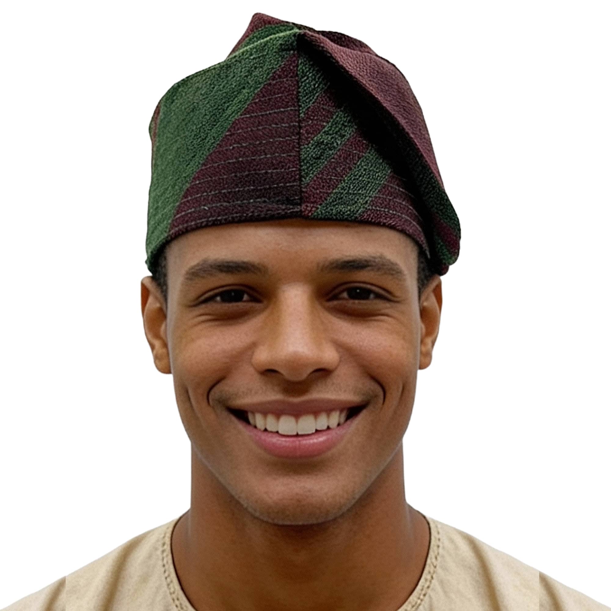 ADEBAYO Yoruba Aso Oke Fila: African Men's Traditional Gobi Cap