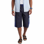 African Wax Print Baggy Cargo Shorts, Denim Cotton Bottoms, Men’s Patchwork Pant