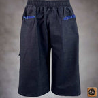 African Wax Print Baggy Cargo Shorts, Denim Cotton Bottoms, Men’s Patchwork Pant