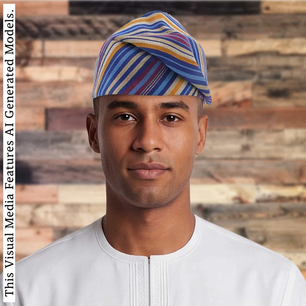 Yoruba Aso Oke Fila: African Men's Traditional Gobi Cap