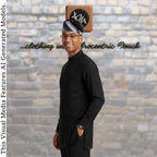 Rhinestone Embroidered Velvet Yoruba Cap