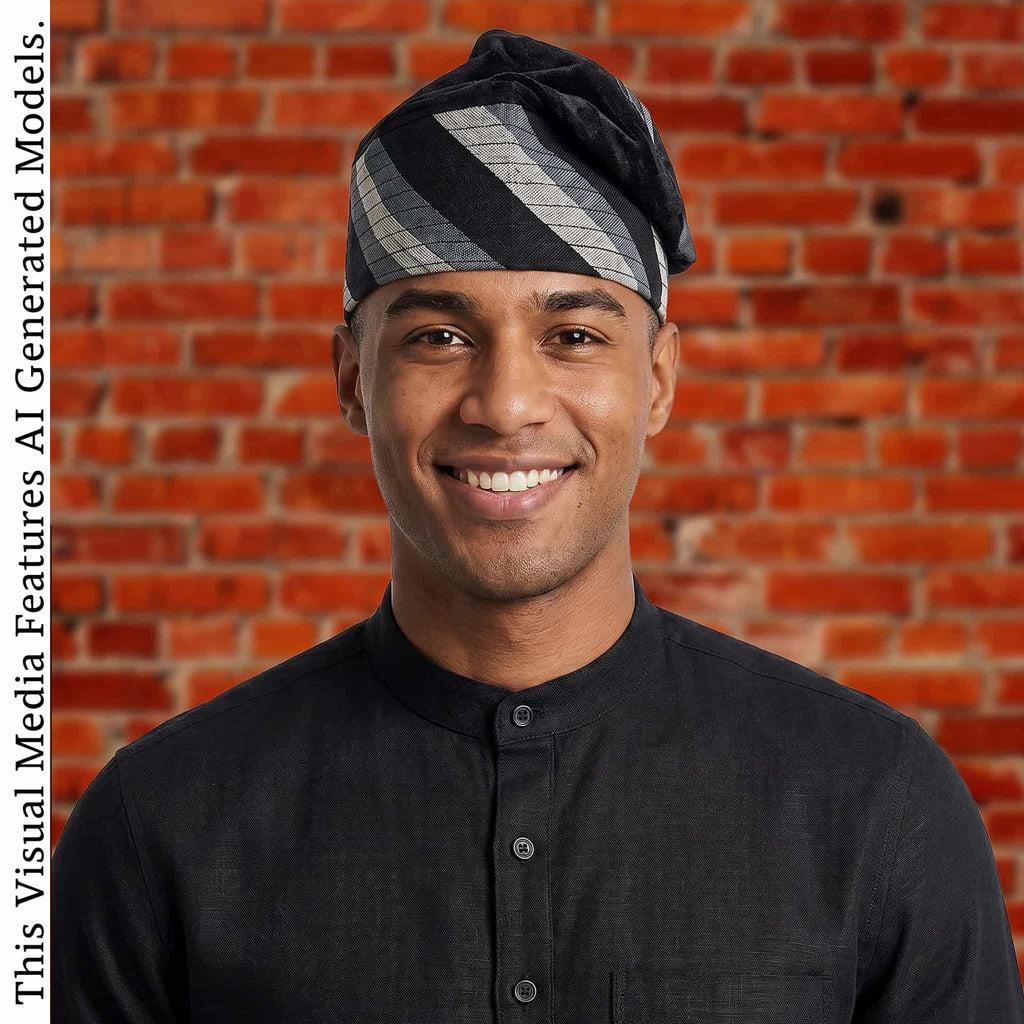 ALAYELUWA Rhinestone Embroidered Velvet Yoruba Cap