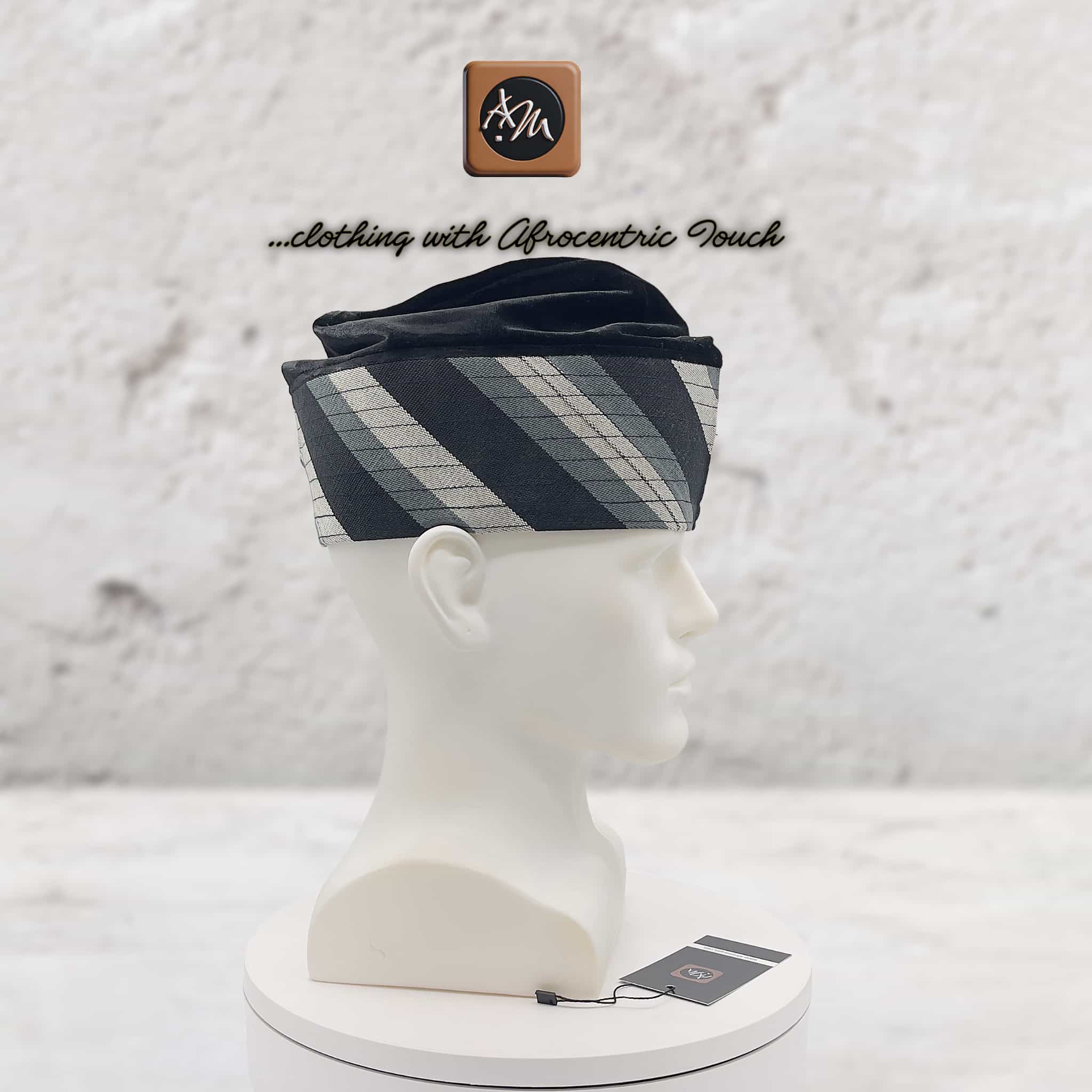 Rhinestone Embroidered Velvet Yoruba Cap