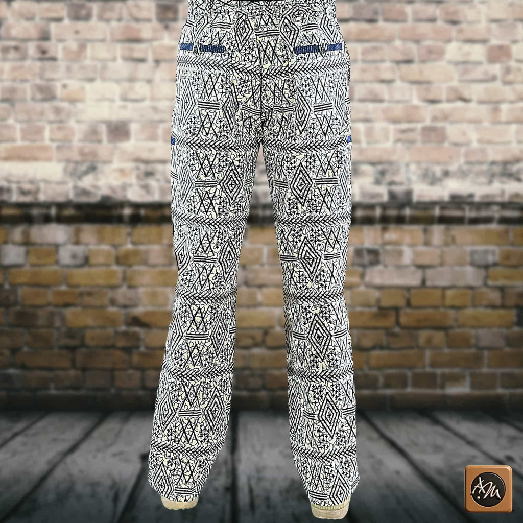 African Men Print Pants, Tribal Mud Fit Trousers, Bold Pattern Statement Ankara Bottoms