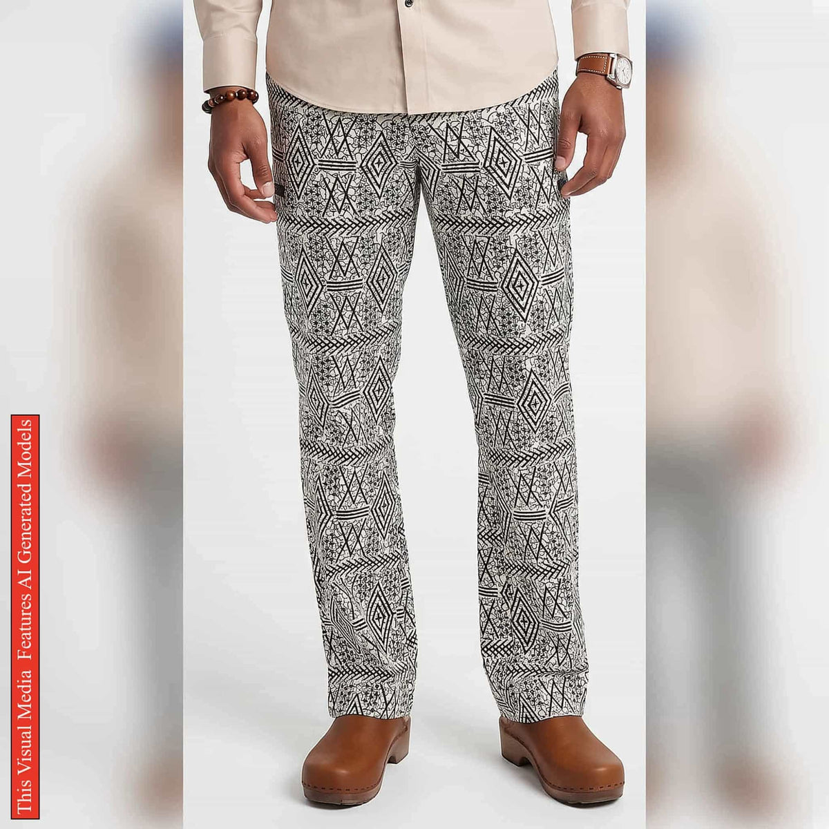African Men Print Pants, Tribal Mud Fit Trousers, Bold Pattern Statement Ankara Bottoms