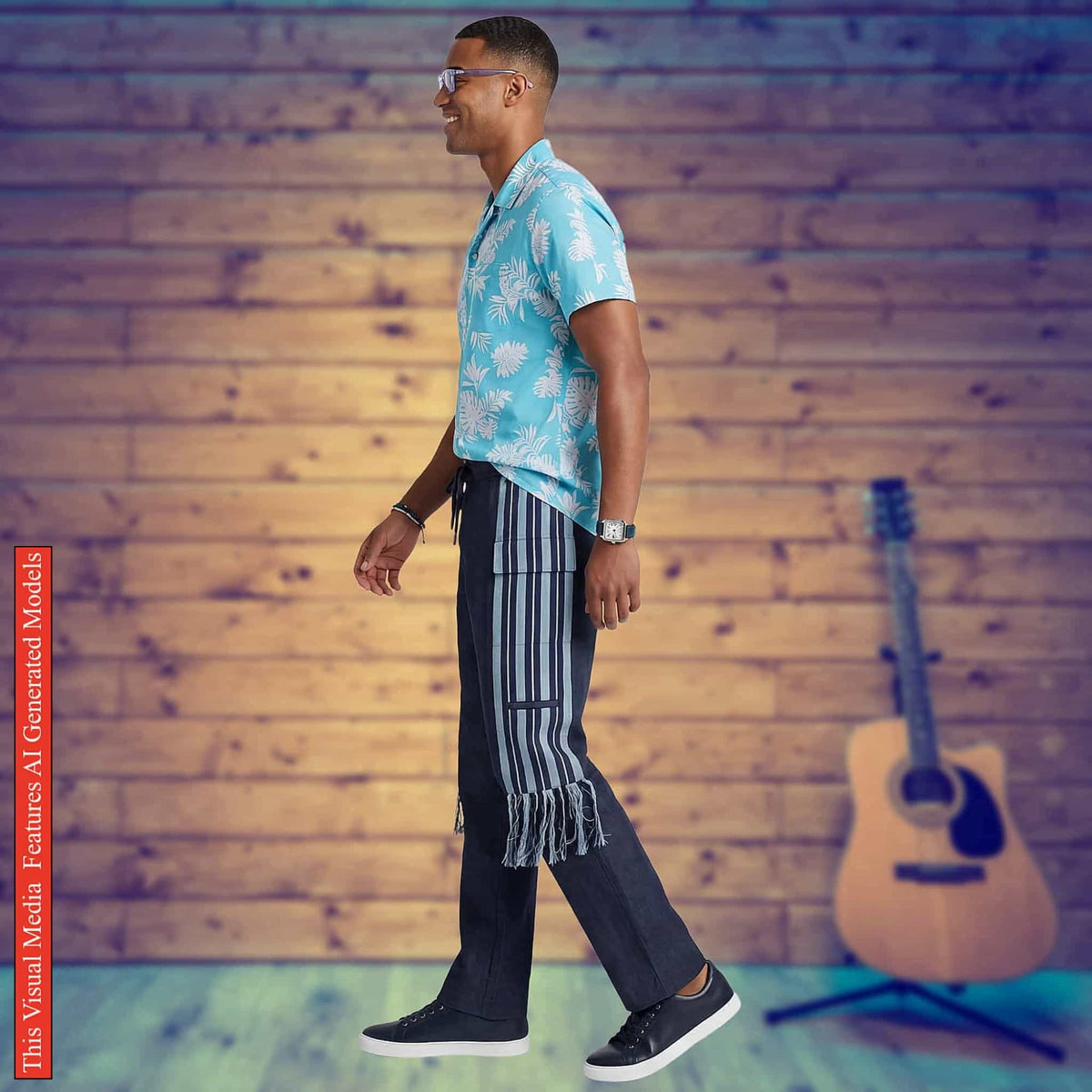 African Denim Patchwork, Heritage Striped Cargo, Wide Leg Tribal Fringe Pants, Festival Bottoms