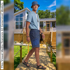 African Linen Men's One Pocket Cargo Shorts, Tribal Patchwork Beach Trunks