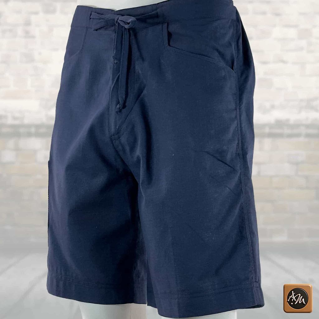 African Linen Men's One Pocket Cargo Shorts, Tribal Patchwork Beach Trunks