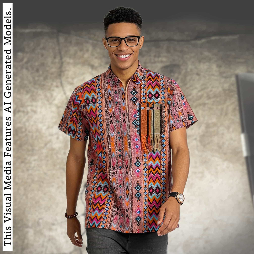 African Print Casual Short Sleeve Shirt