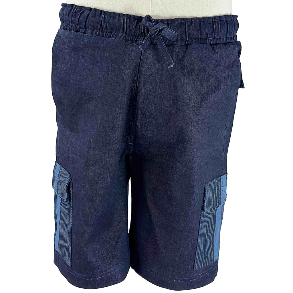 African Denim Patchwork Shorts DNBBK