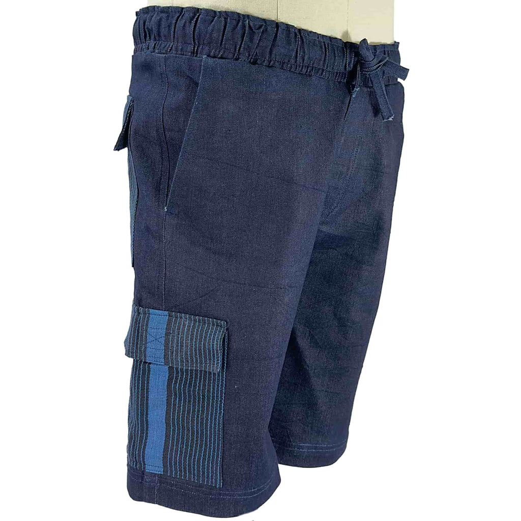 African Denim Patchwork Shorts DNBBK