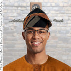 Black Orange Yoruba Aso Oke Fila