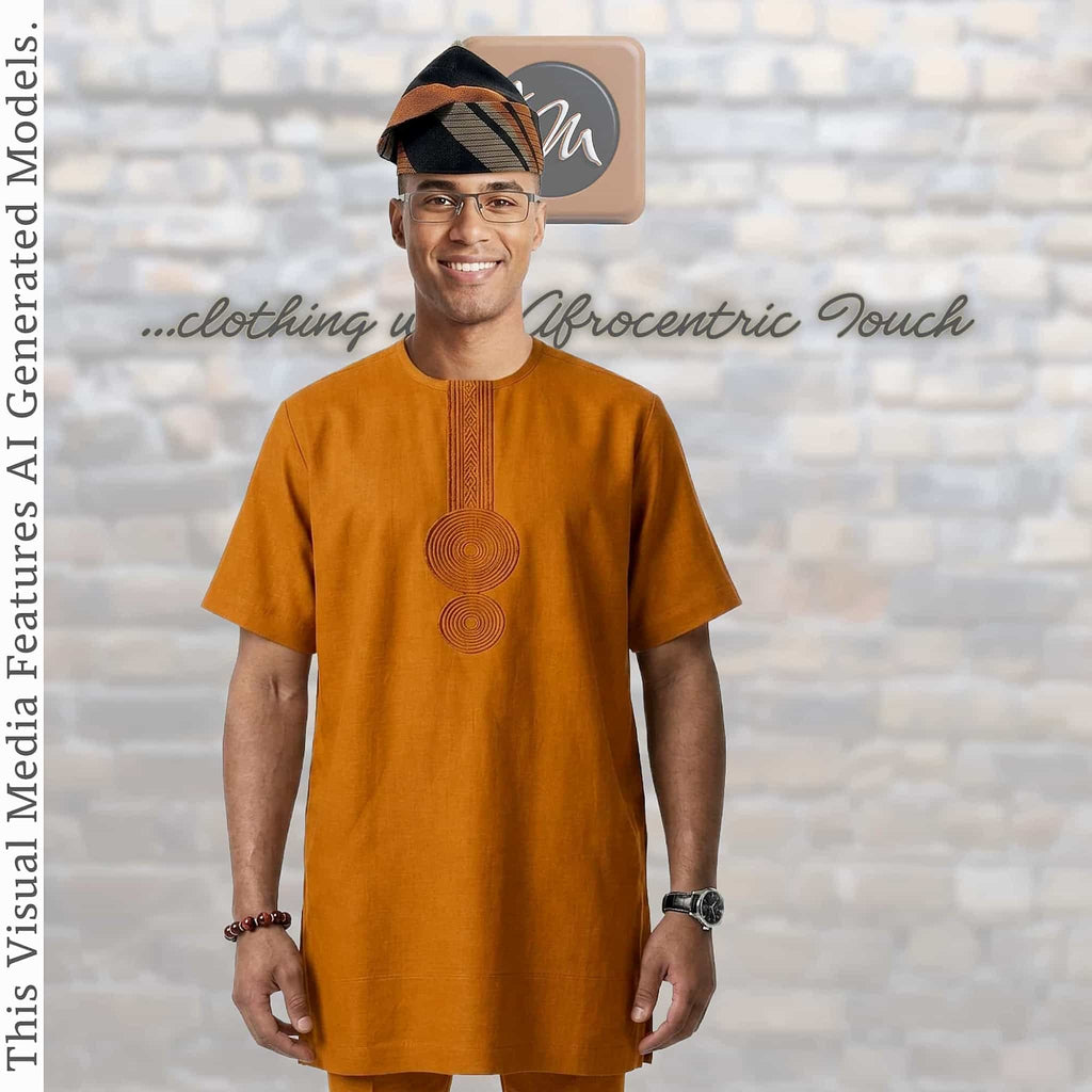 Black Orange Yoruba Aso Oke Fila