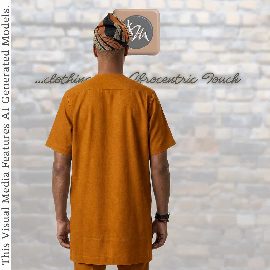 Black Orange Yoruba Aso Oke Fila