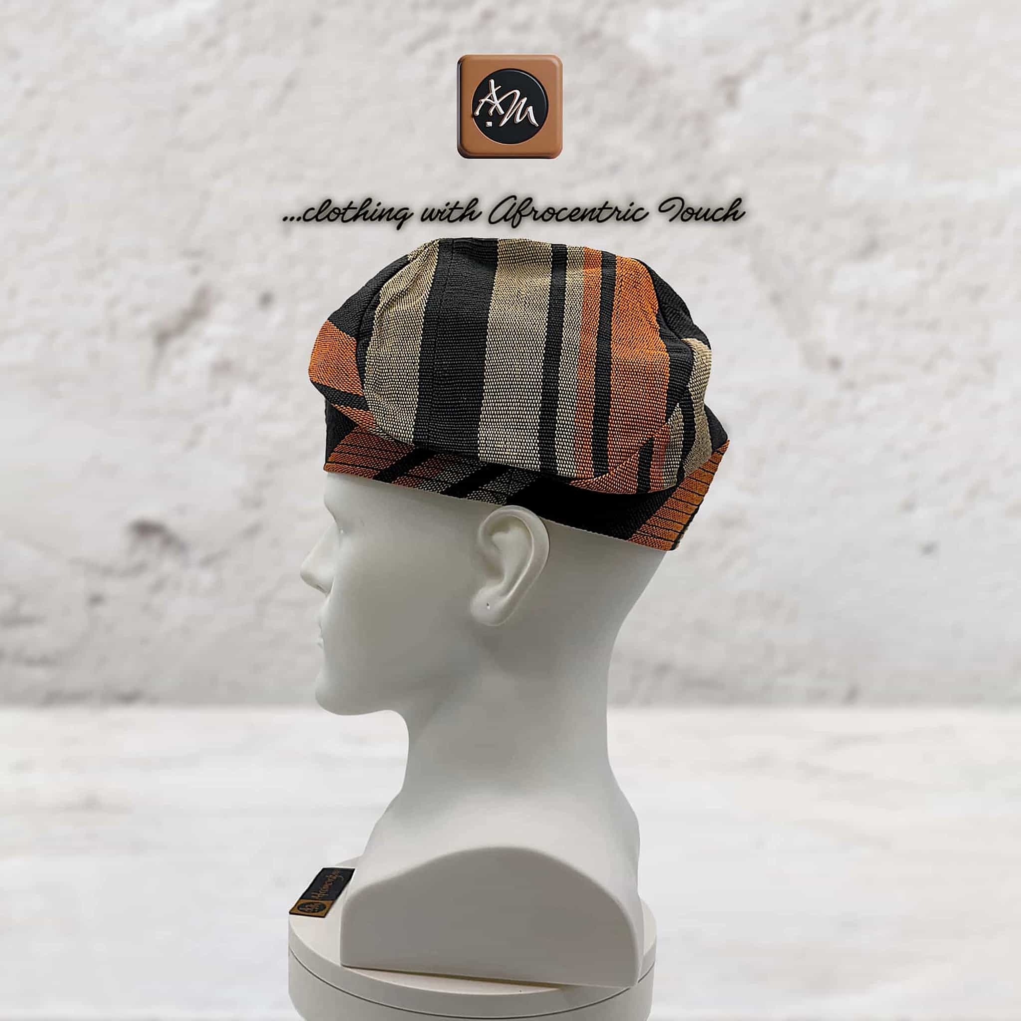 Black Orange Yoruba Aso Oke Fila