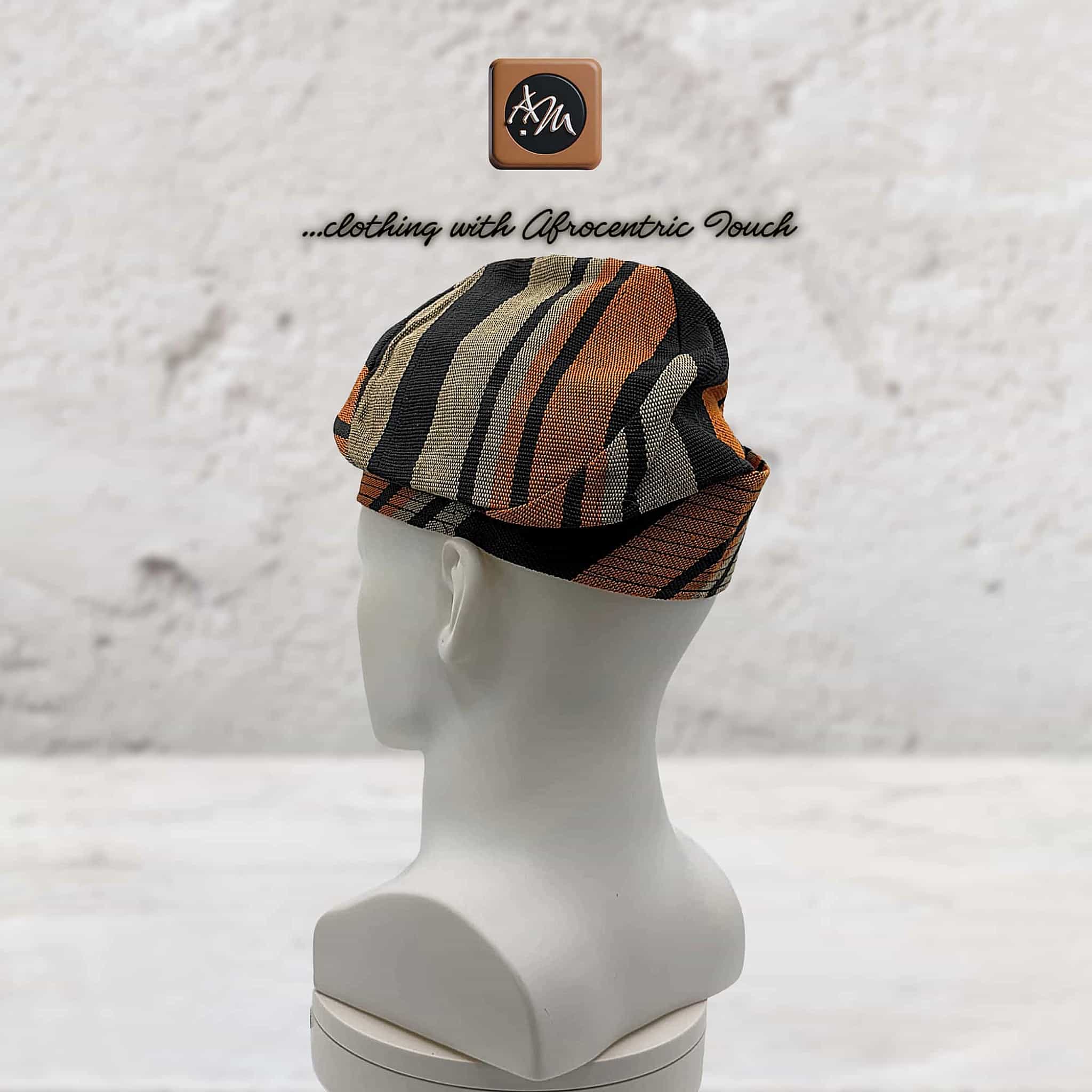 Black Orange Yoruba Aso Oke Fila