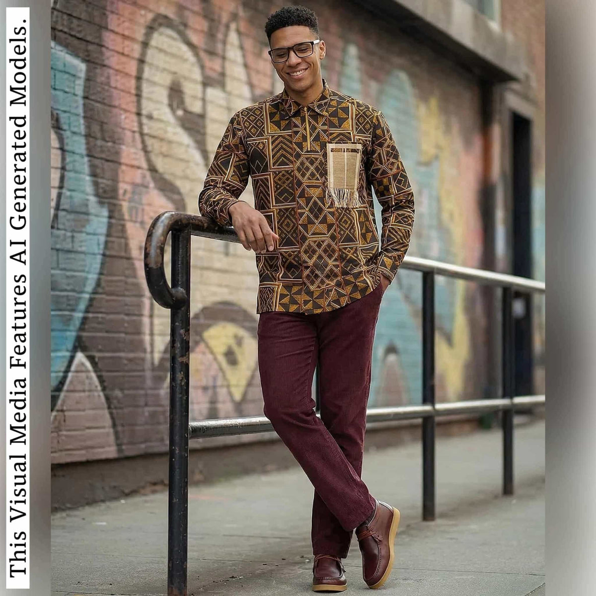 African Print Casual Long Sleeve Shirt