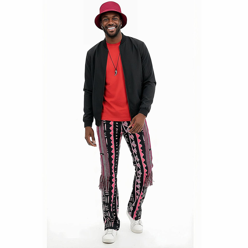 African Print Tribal Pants Pink2