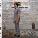African Men's Safari Suit, Aso-Oke Wedding Jacket Pant Set, Custom Tailored with matching hat