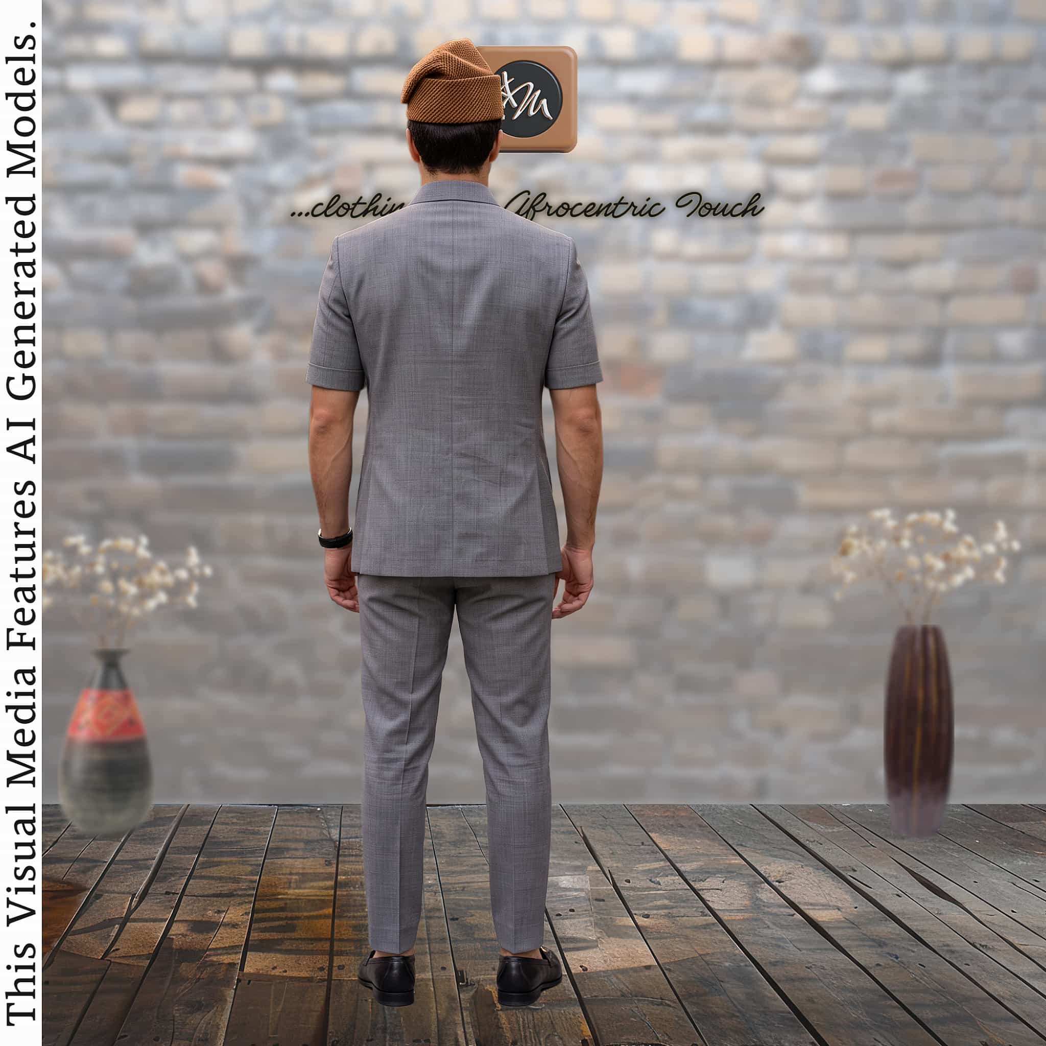 African Men's Safari Suit, Aso-Oke Wedding Jacket Pant Set, Custom Tailored with matching hat