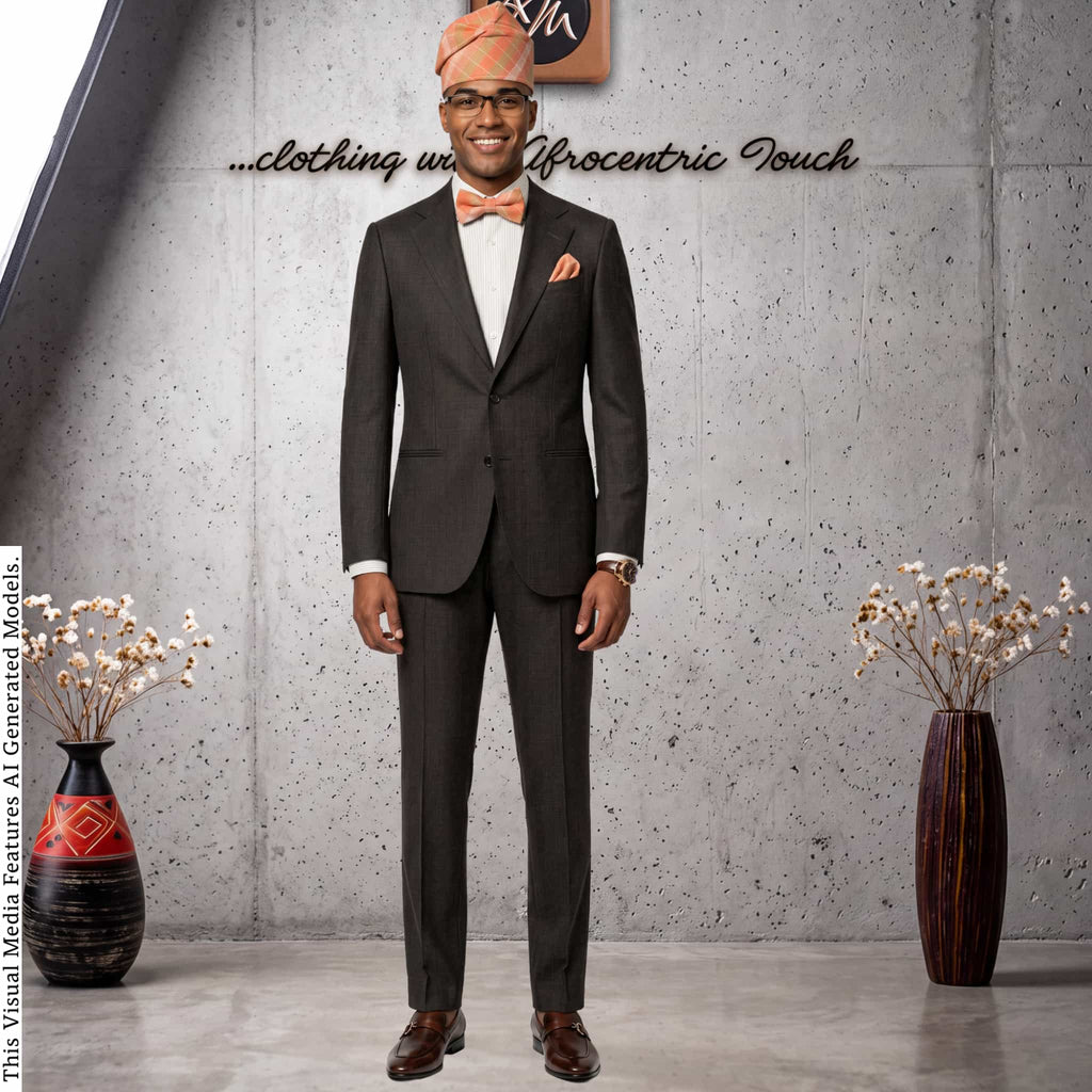 Handmade Aso Oke Mens Set, Bow Tie, Gobi Hat, Pocket Square (Wedding Groomsmen)