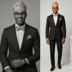 Handmade Aso Oke Mens Set, Bow Tie, Gobi Hat, Pocket Square (Wedding Groomsmen)