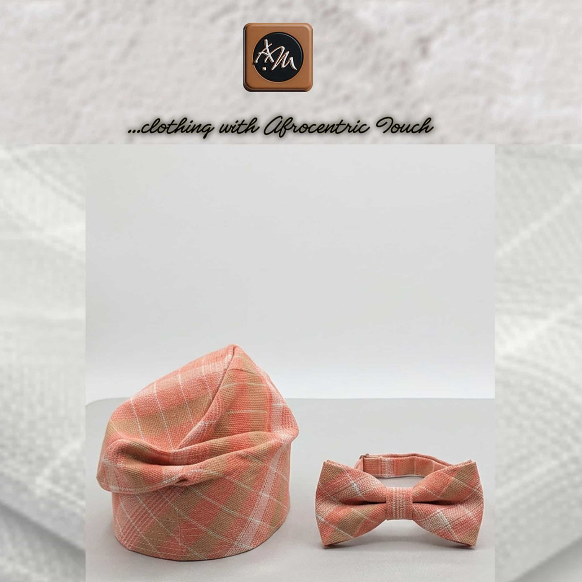 Handmade Aso Oke Mens Set, Bow Tie, Gobi Hat, Pocket Square (Wedding Groomsmen)