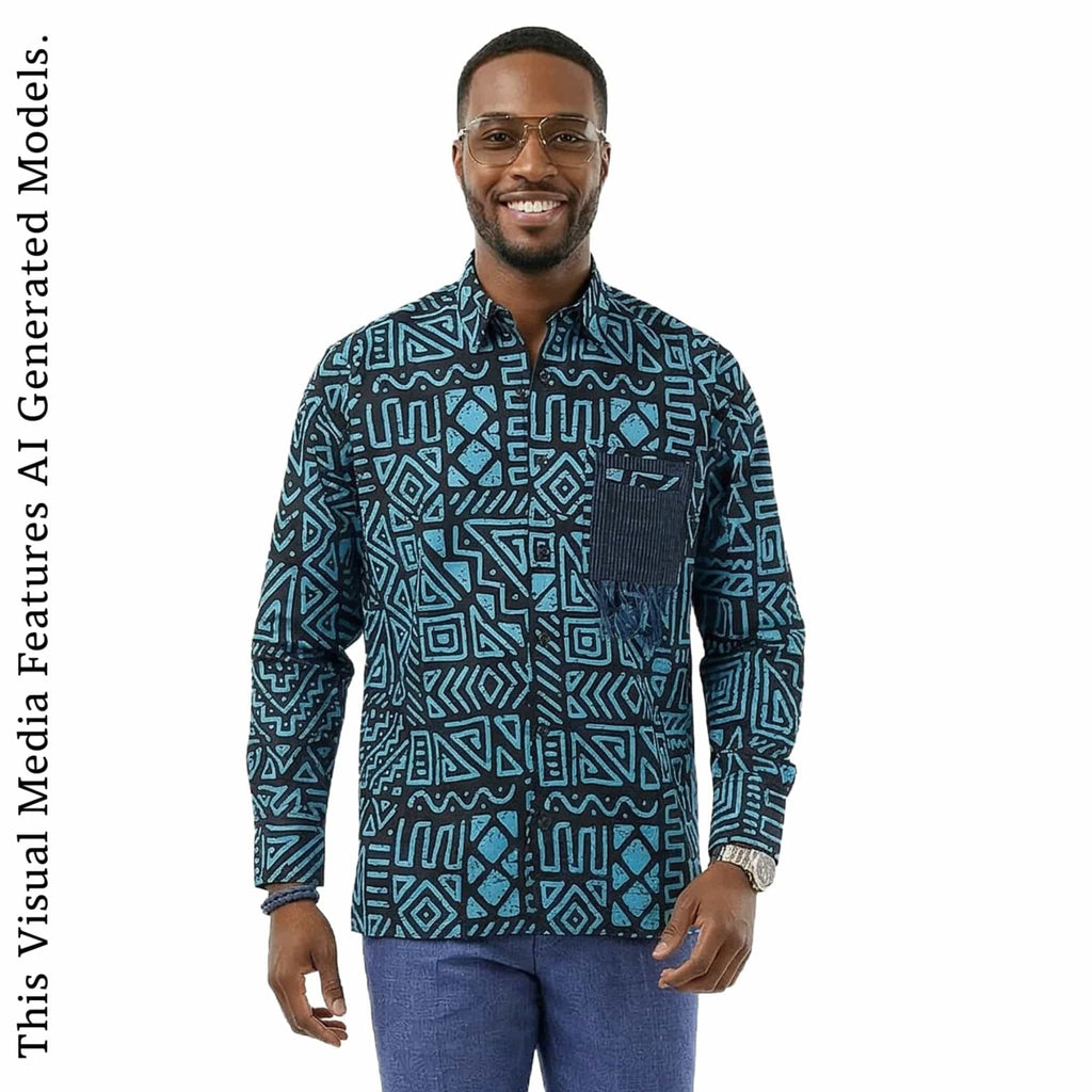 African Print Casual Long Sleeve Shirt