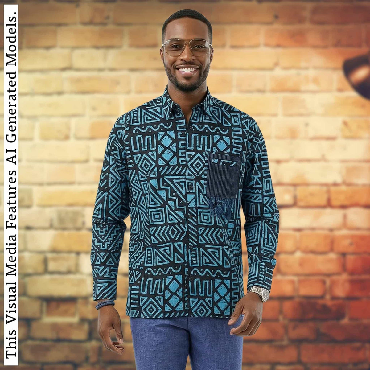African Print Casual Long Sleeve Shirt