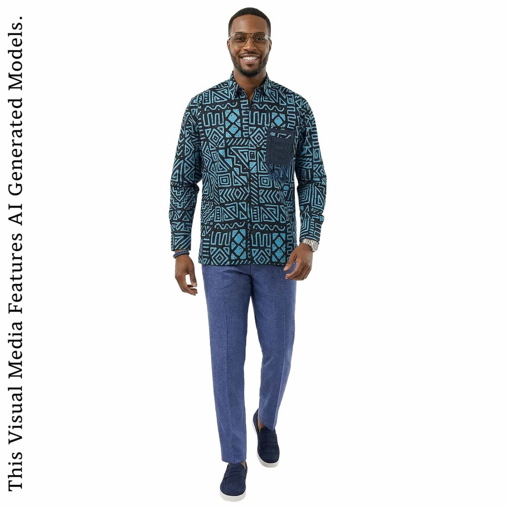 African Print Casual Long Sleeve Shirt