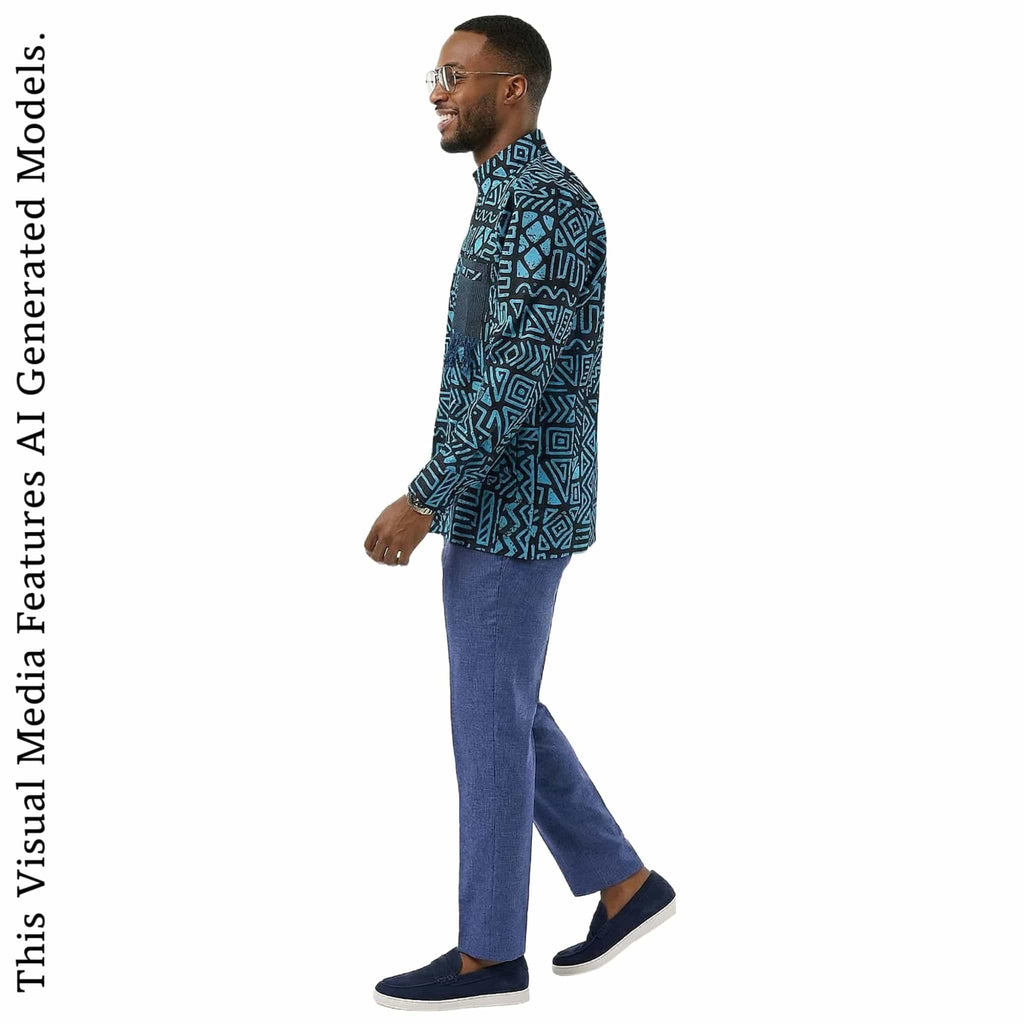 African Print Casual Long Sleeve Shirt