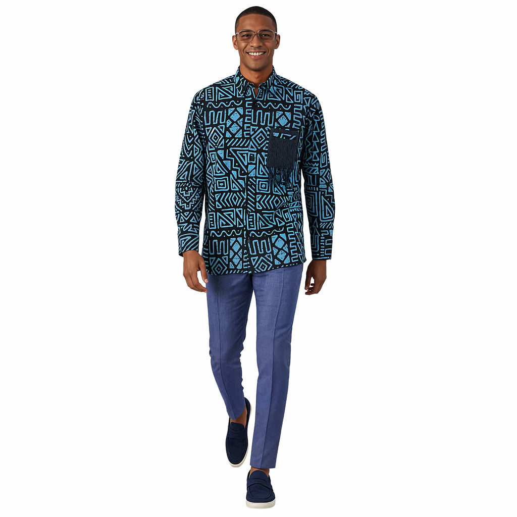 African Print Casual Long Sleeve Shirt