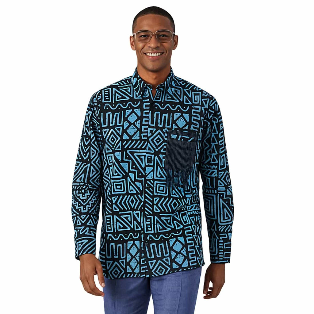 African Print Casual Long Sleeve Shirt