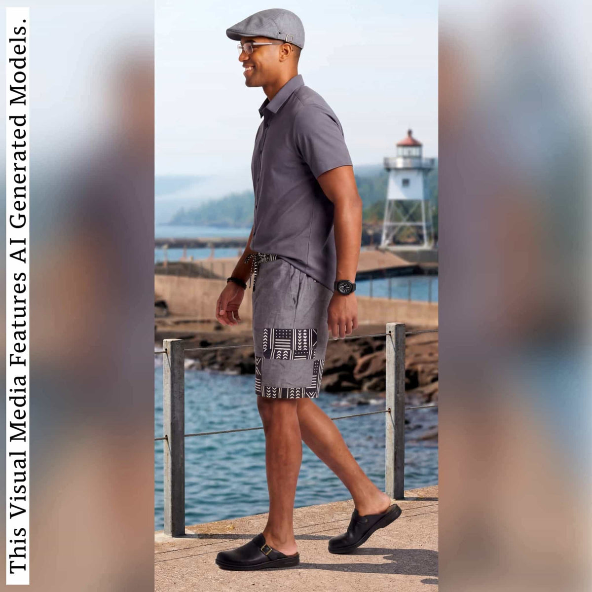 African Wax Print Linen Cargo Shorts, Tribal Patchwork Beach Trunks