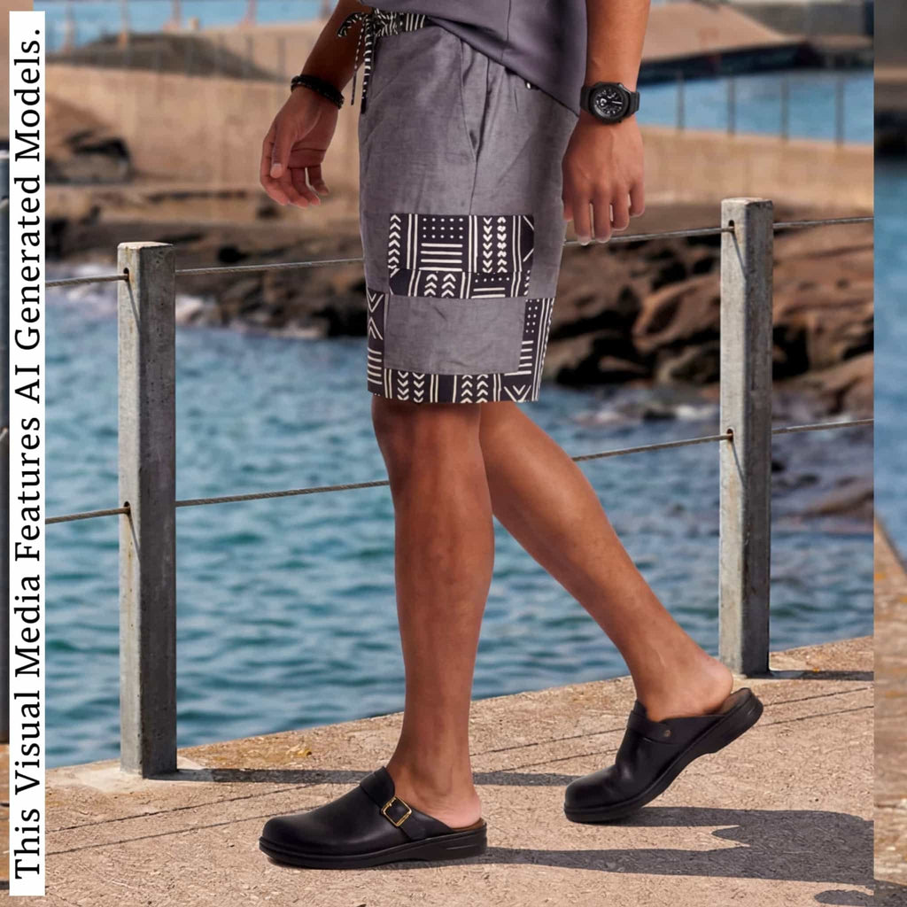 African Wax Print Linen Cargo Shorts, Tribal Patchwork Beach Trunks