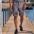 African Wax Print Linen Cargo Shorts, Tribal Patchwork Beach Trunks