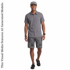 African Wax Print Linen Cargo Shorts, Tribal Patchwork Beach Trunks