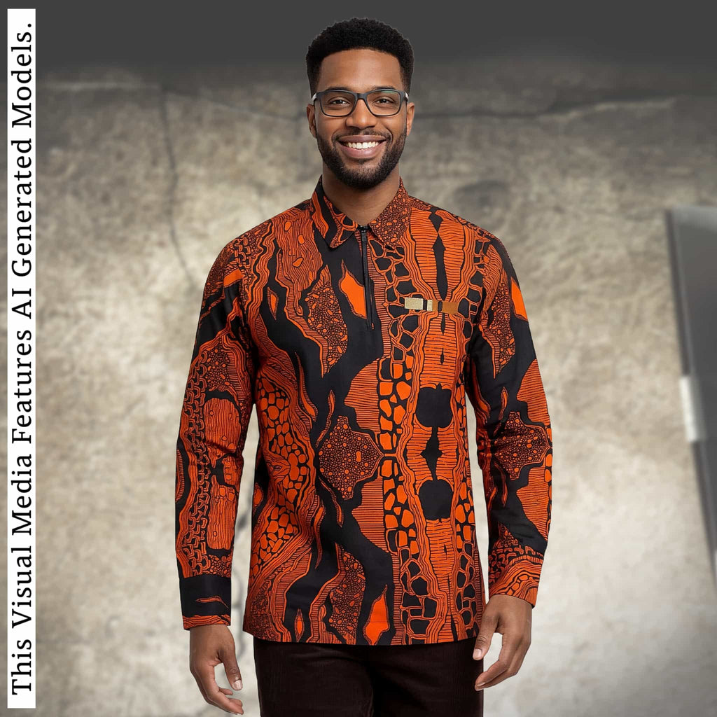 African Print Casual Long Sleeve Shirt