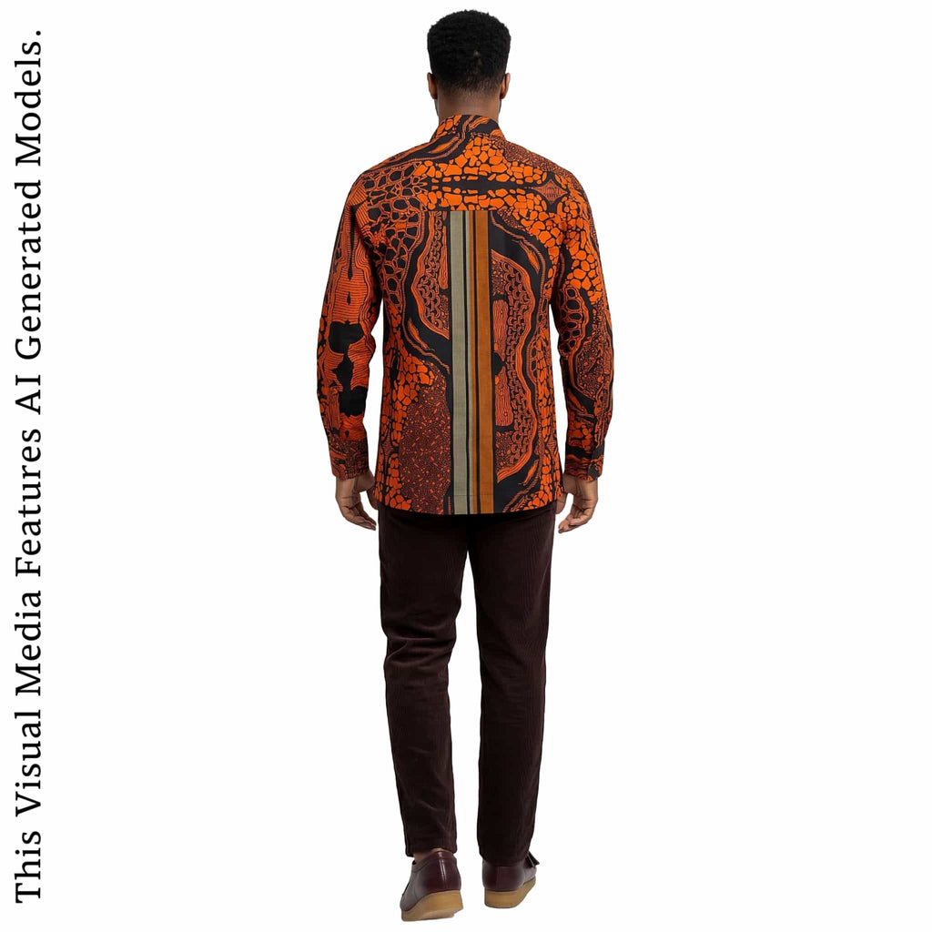 African Print Casual Long Sleeve Shirt