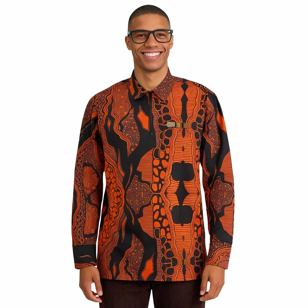 African Print Casual Long Sleeve Shirt