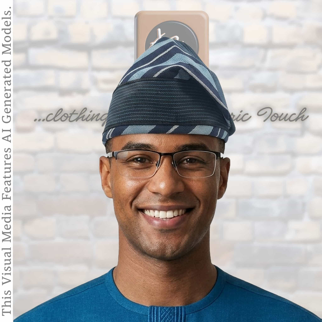 Yoruba Aso Oke Fila: African Men's Traditional Mixed match Gobi Cap