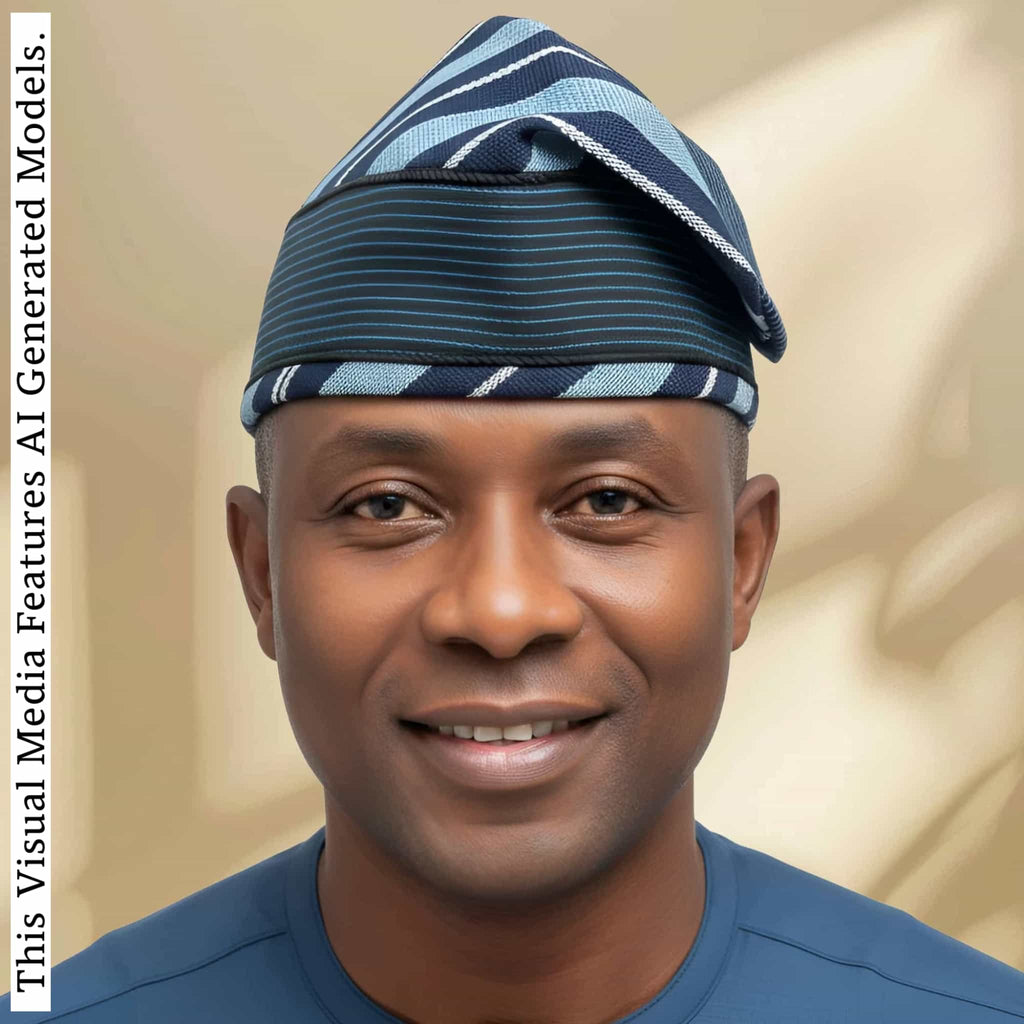 Yoruba Aso Oke Fila: African Men's Traditional Mixed match Gobi Cap