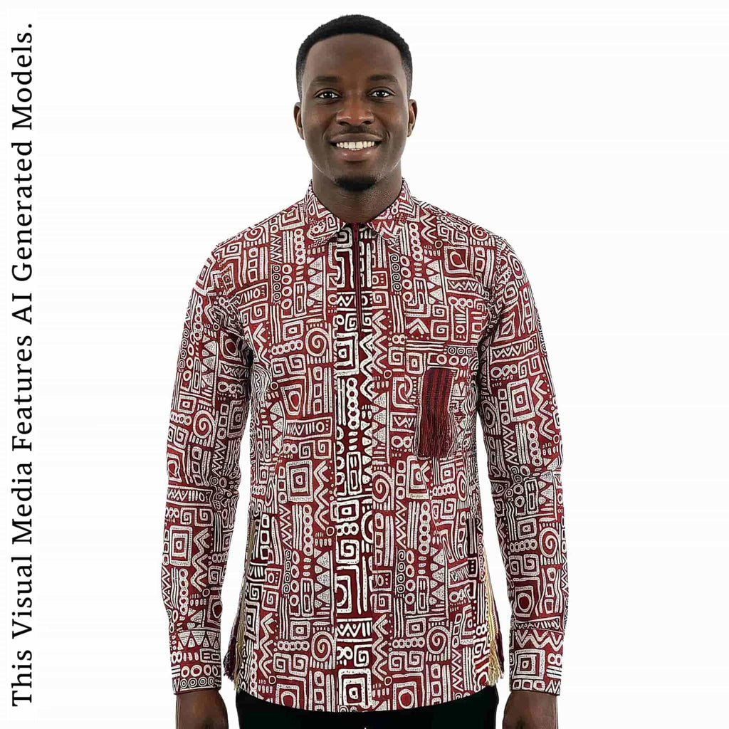 African Print Casual Long Sleeve Shirt