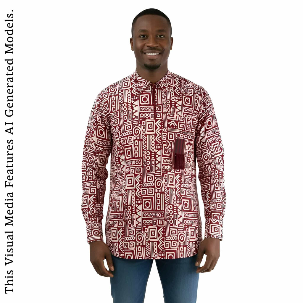 African Print Casual Long Sleeve Shirt