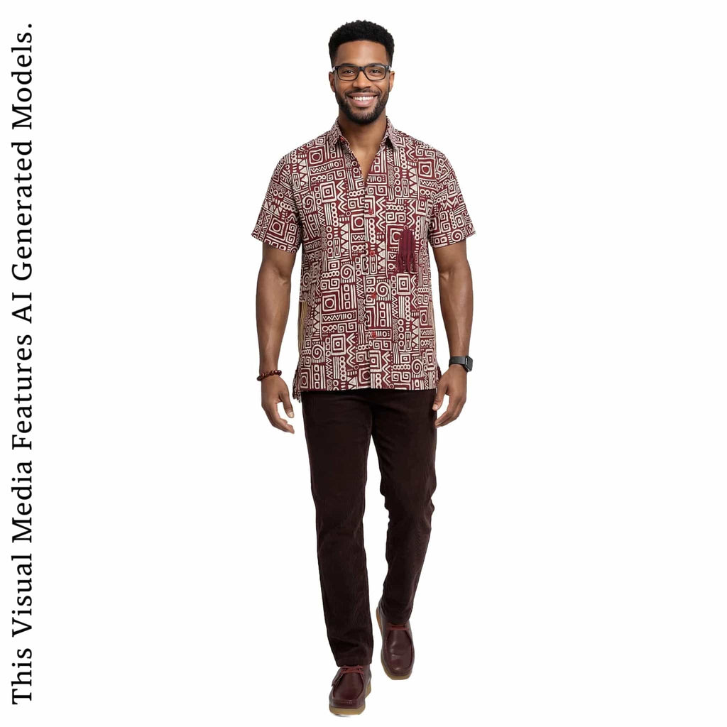 Vintage Ankara Print Shirt, Short Sleeve Cotton Top