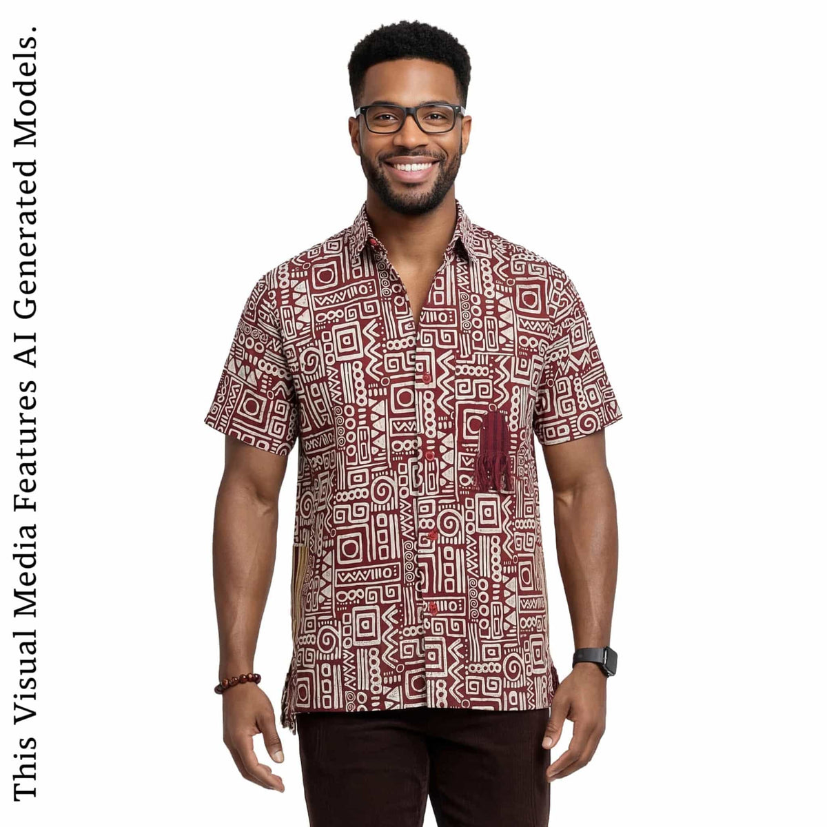 Vintage Ankara Print Shirt, Short Sleeve Cotton Top