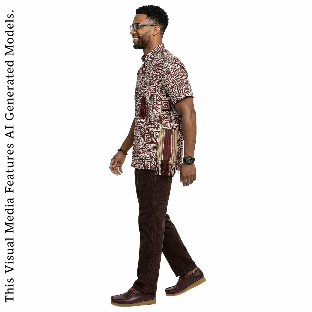 Vintage Ankara Print Shirt, Short Sleeve Cotton Top