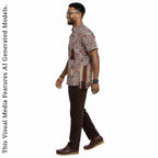 Vintage Ankara Print Shirt, Short Sleeve Cotton Top